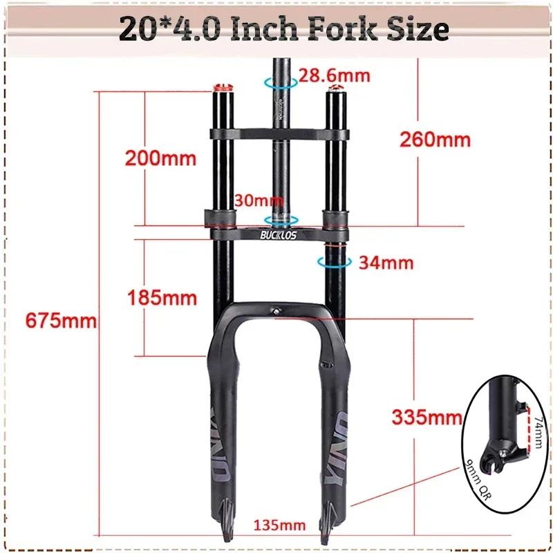 BUCKLOS fourche à Suspension pneumatique vtt 20in 26in vélo grosse fourche vélo frein à disque 20*4.
