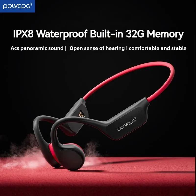 POLVCDG – casque à conduction osseuse X7 IPX8, 32 go de mémoire, Bluetooth 5.3, sans fil, avec micro