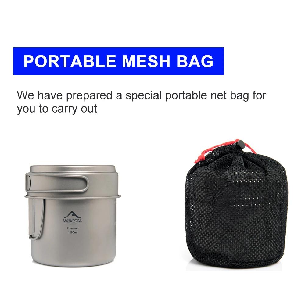 Widesea Camping tasse Portable titane cuisson 1100ML casserole poignées pliantes randonnée en plein