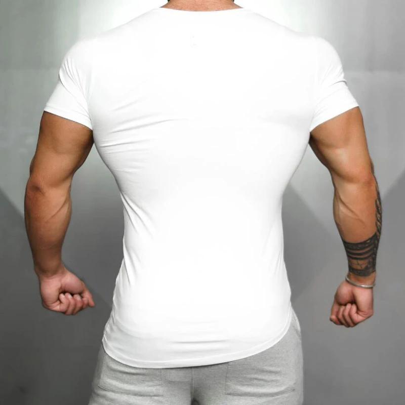 Couleur unie hommes course Sport T-Shirt hauts coton respirant à manches courtes coupe ajustée T-Shi