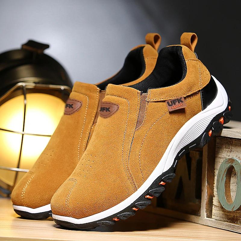 Chaussures de randonnée imperméables en cuir PU pour hommes, chaussures d'extérieur résistantes à l'
