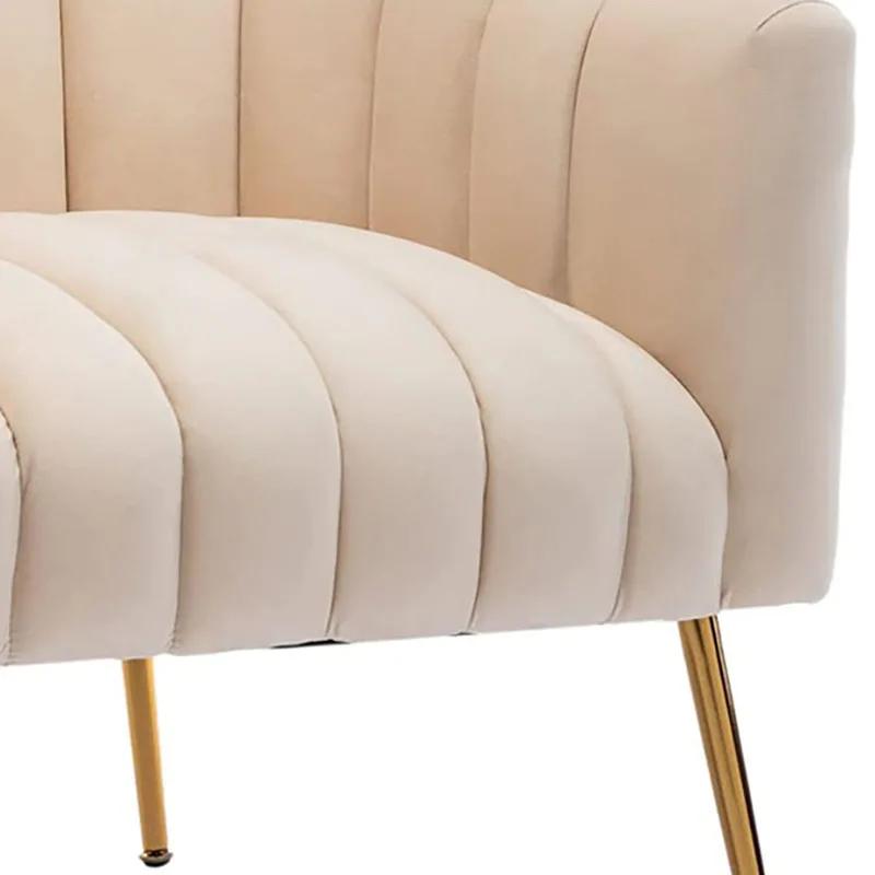 SEYNAR-Fauteuil tonneau moderne Glam en velours, sofa d'appoint crème pour adultes, pour le salon