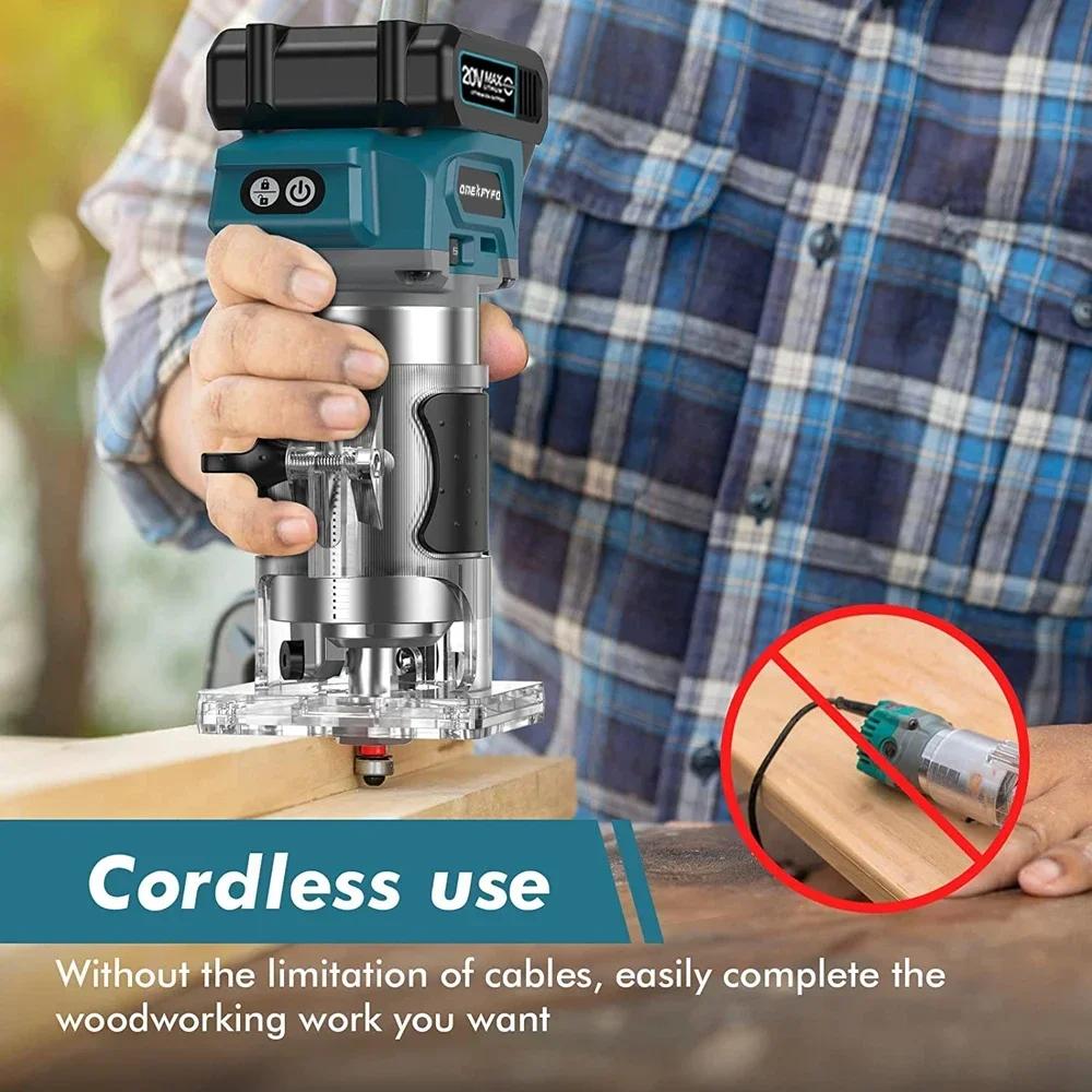 Makita-Tondeuse à main électrique sans balais à 5 vitesses, toupie à bois sans fil, travail de calcu