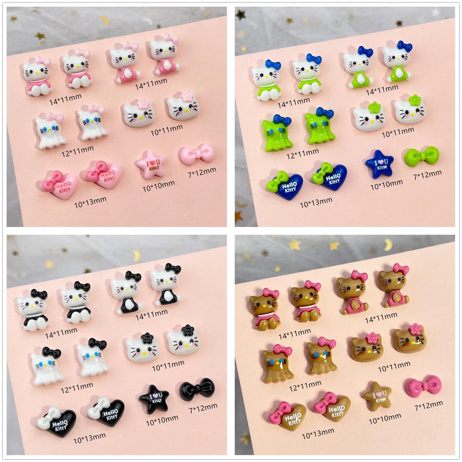 Accessoires pour ongles DIY 20 pièces: décoration d'ongles de dessin animé Hello Kitty avec joli nœu