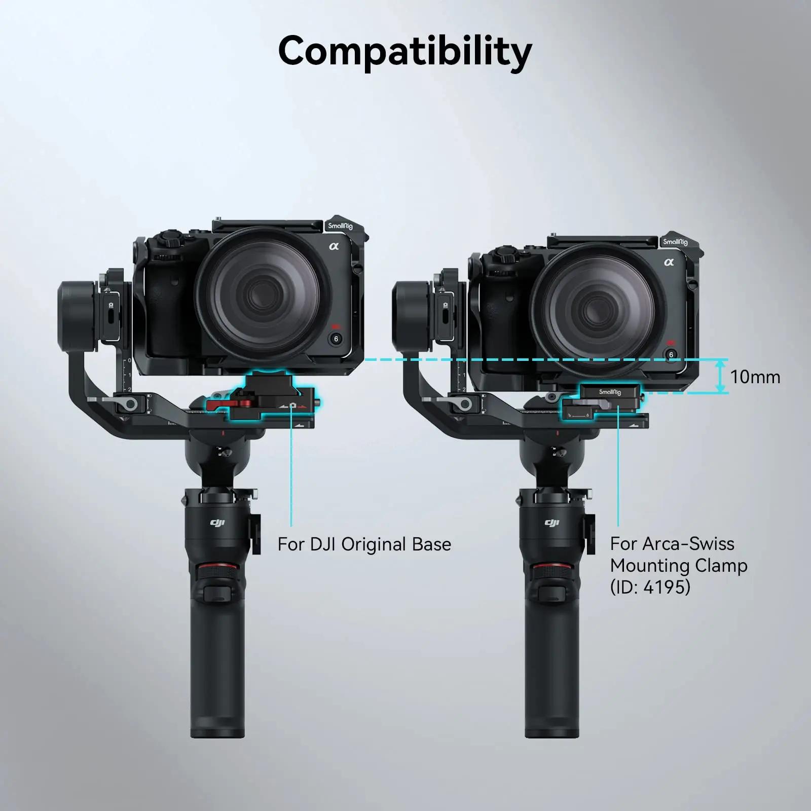 SmallRig RS 3 Mini pince à dégagement rapide pour DJI RS 3 Mini, plaque de montage arca-swiss, prise