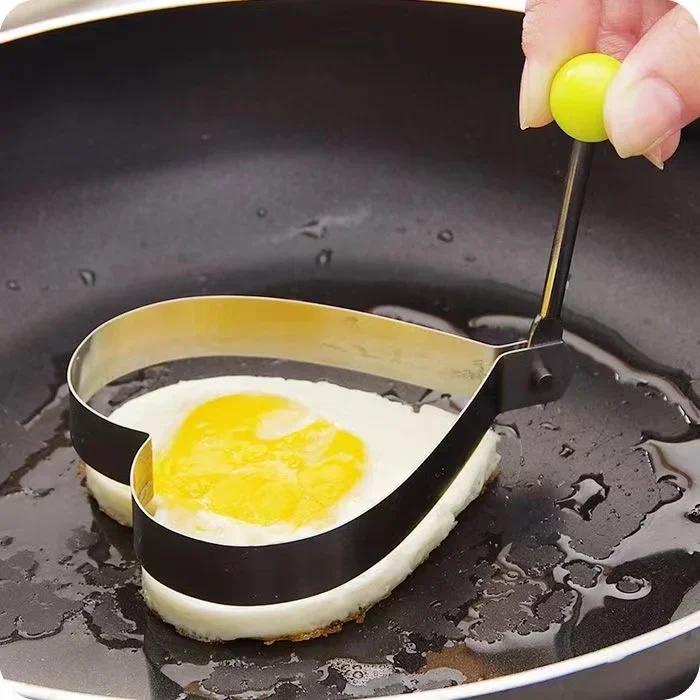 Moule à œufs frits en acier inoxydable, pansement en forme de cœur, petit-déjeuner, anneaux d'omelet
