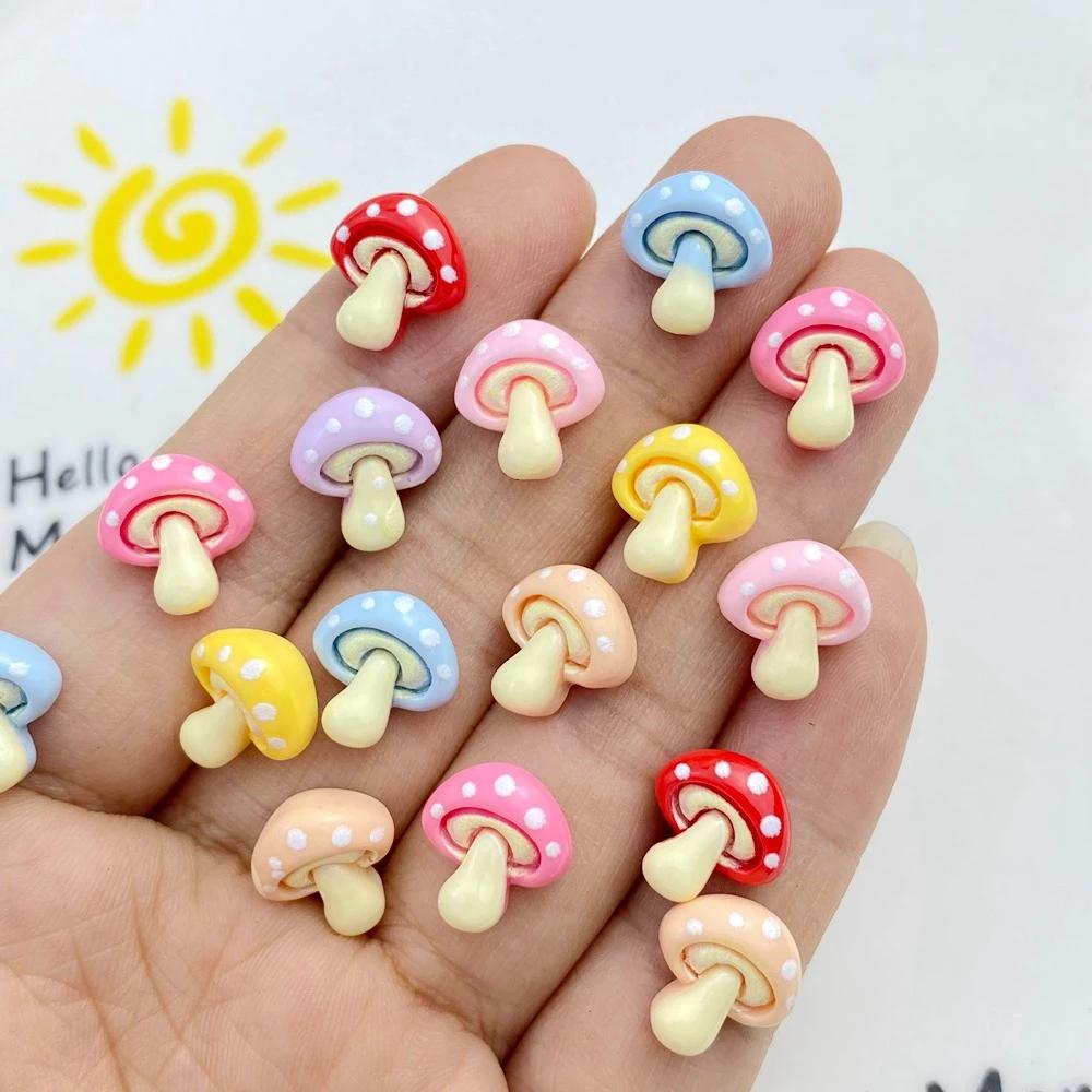 30 pièces nouveau mignon résine petit champignon dos plat ornement fabrication de bijoux manucure ac
