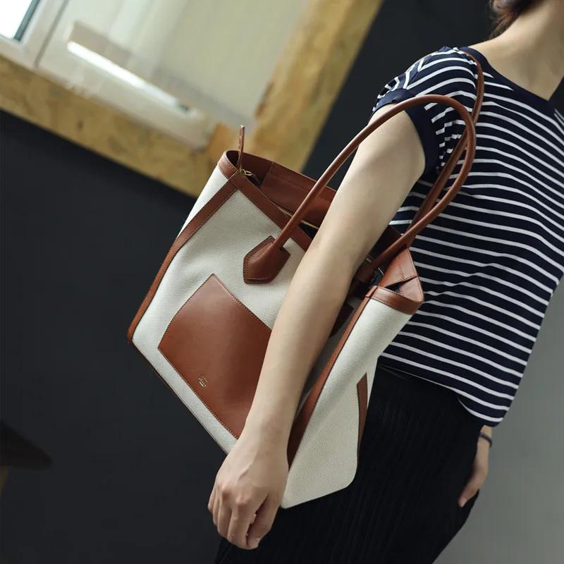 Sac fourre-tout de grande capacité pour femmes, avec compartiment pour ordinateur portable, toile de