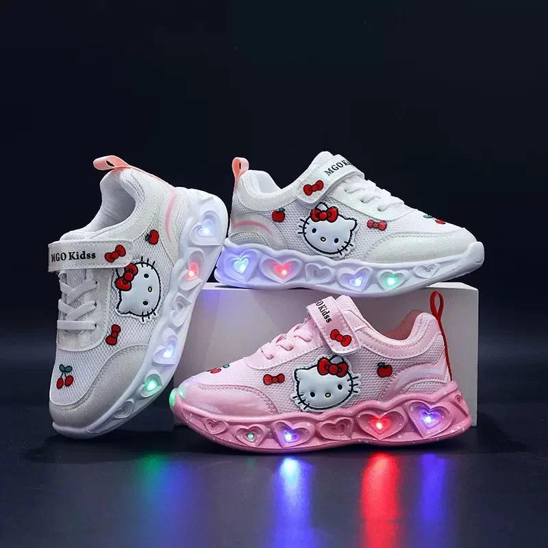 Sanrio Hello Kitty – chaussures décontractées pour enfants, chaussures à lumière Led pour filles, en