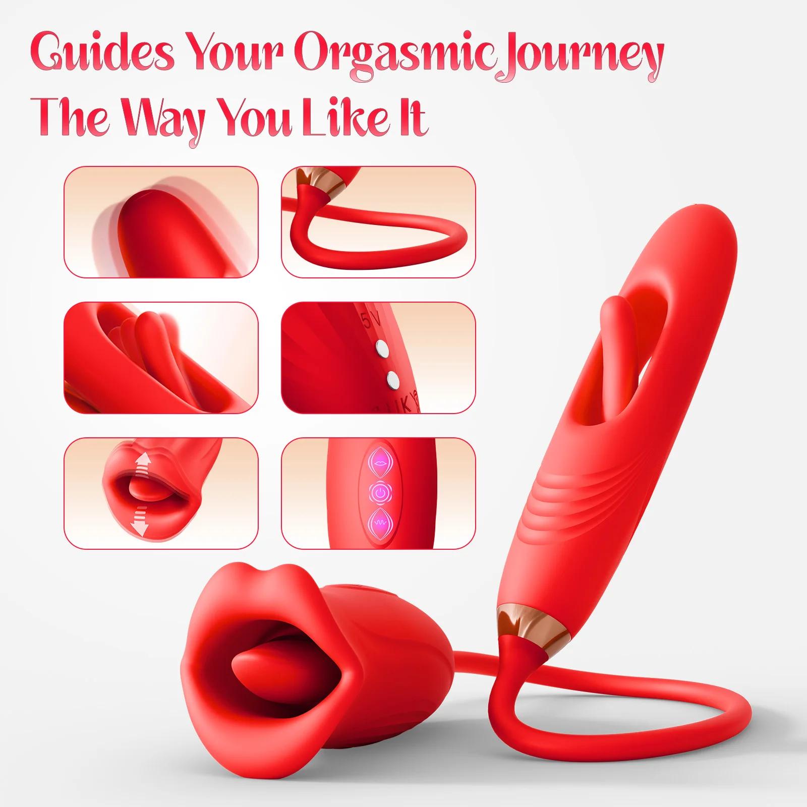 Vibromasseur gode léchant la langue pour femme, stimulateur de clitoris vaginal, masseur de point G,