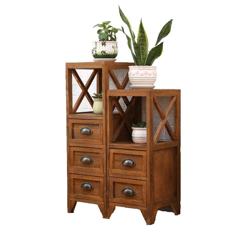 Table de chevet vintage ultra fine en bois de 10 pouces, table de chevet étroite avec étagères régla