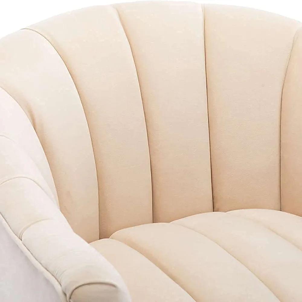 SEYNAR-Fauteuil tonneau moderne Glam en velours, sofa d'appoint crème pour adultes, pour le salon