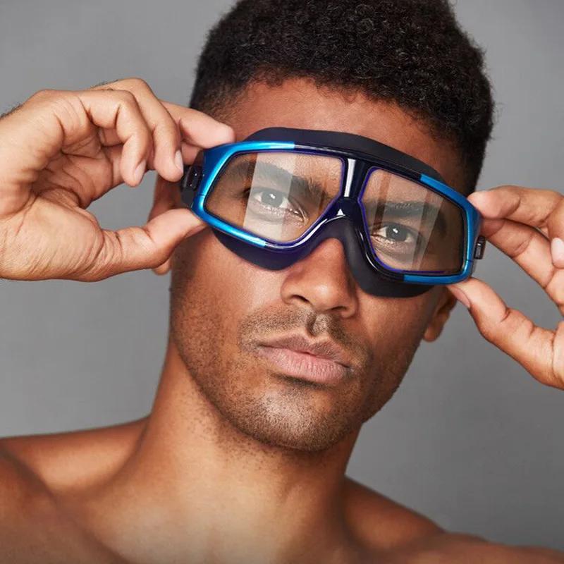 Lunettes de natation à grande monture pour femmes et hommes, nouvelle mode, HD, antibuée, fabricant