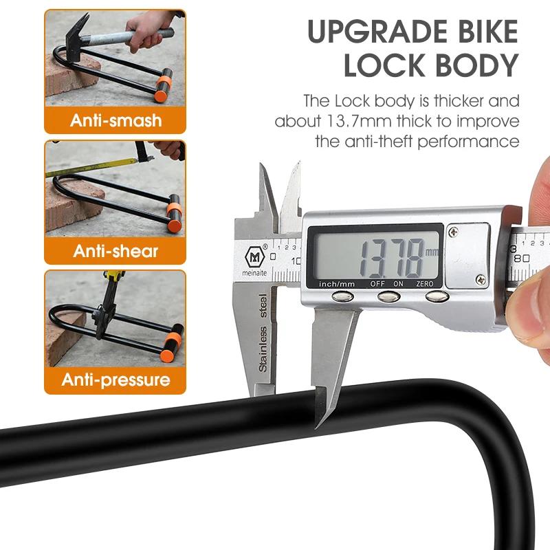 WEST BIKING – serrure de vélo en acier au carbone, antivol, sécurisée, pour vtt, vélo de route, moto