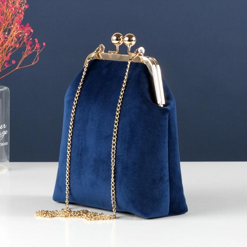 Sacs à main pour femmes en velours doux, 5 couleurs, avec fermoir coquille, à chaîne, porté épaule e