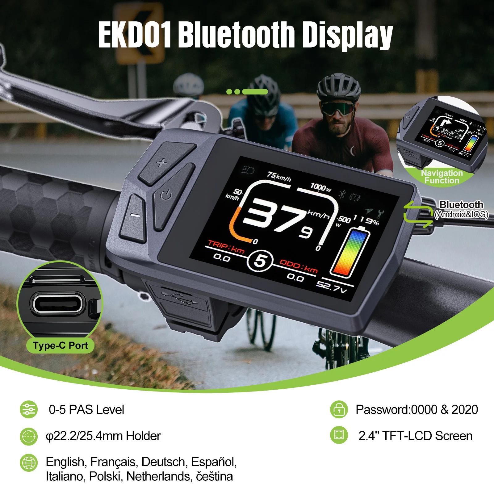 EKD01 Bluetooth affichage de Navigation 8 langues LCD Ebike ordinateur pour BAFANG Kit de moteur de
