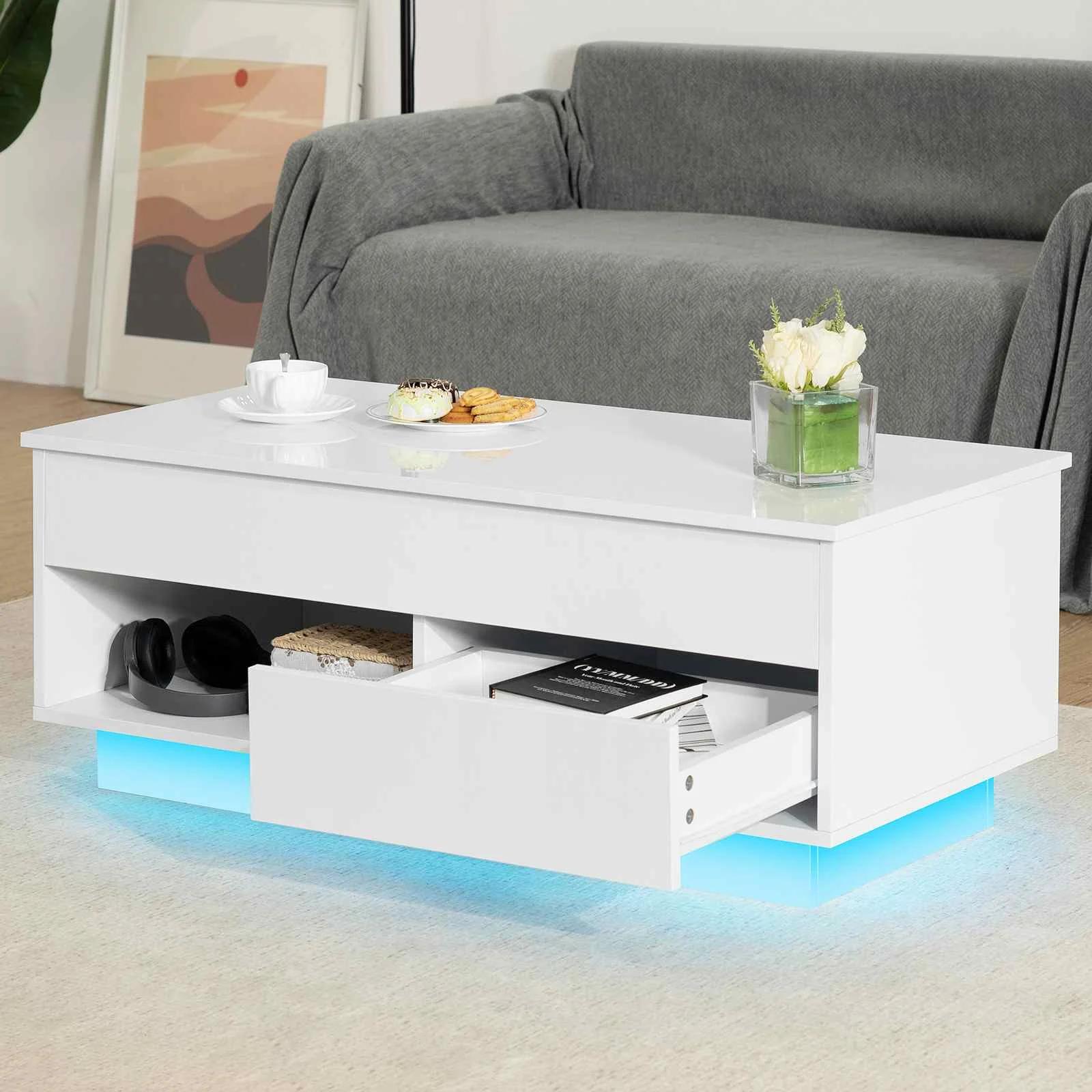 Table basse élévatrice à LED, meubles modernes ultimes, design élégant, décoration d'intérieur et di