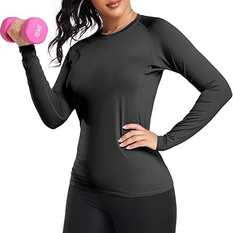 Chemise de Compression pour femmes, Yoga athlétique, course à pied, T-Shirt à manches longues, print