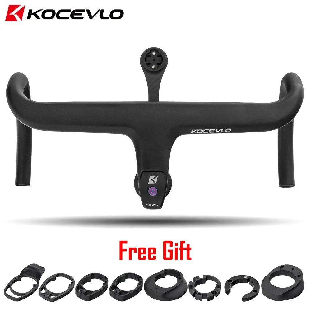 KOCEVLO-Guidon de vélo de route entièrement en carbone, intégré avec tige, acheminement interne des