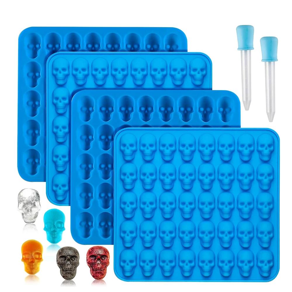 Moule mini crâne en silicone, 1/2/4 pièces, utilisé pour la fabrication de bonbons au chocolat, de g