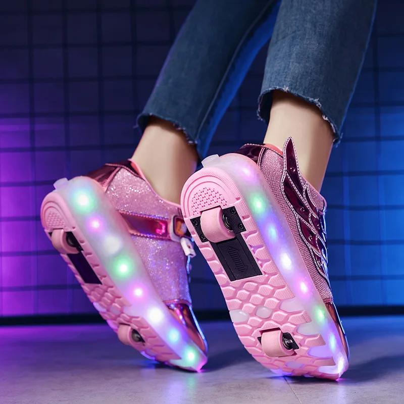 Baskets chaussures à roulettes déformation extérieure Parkour patins double usage enfants filles gar