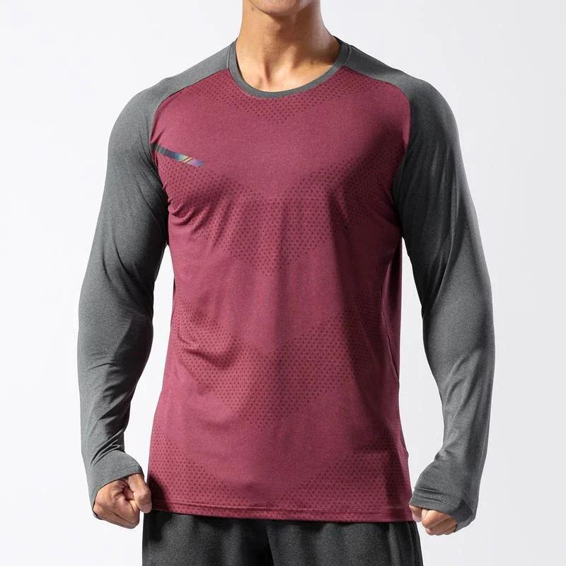 T-shirt sport homme manches longues fitness musculation - Séchage rapide et respirant pour le gym