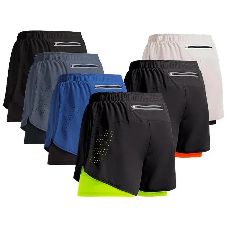 Nouveaux Shorts de Sport hommes vêtements de Sport 2 en 1 pantalons courts Double pont bas de plage