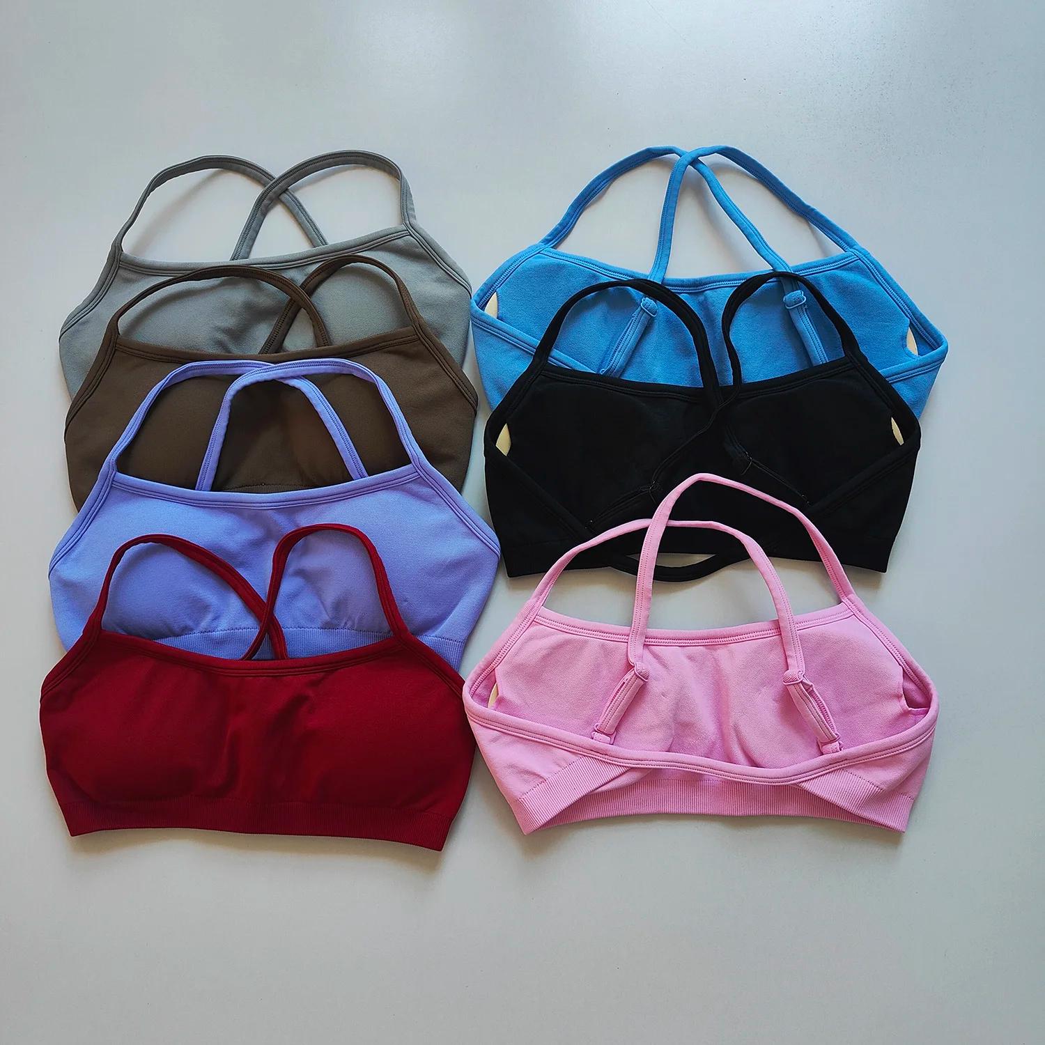 Sans couture femmes Fitness Yoga soutiens-gorge course dos sport soutiens-gorge haut en Nylon soutie