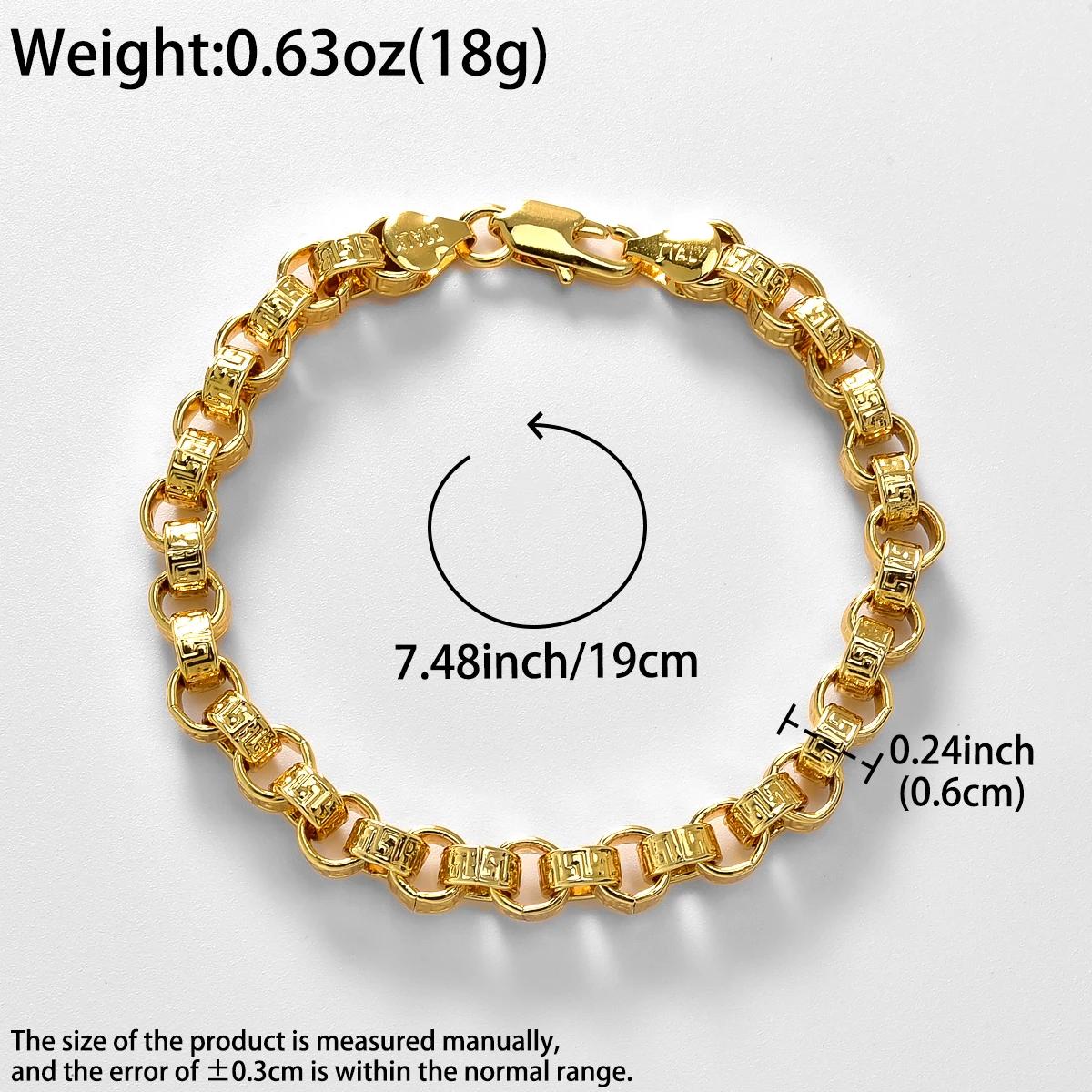 Bracelet plaqué or 18 carats Italie 750 Bracelet en forme tressée en cuivre Hip-Hop Quotidien Hommes
