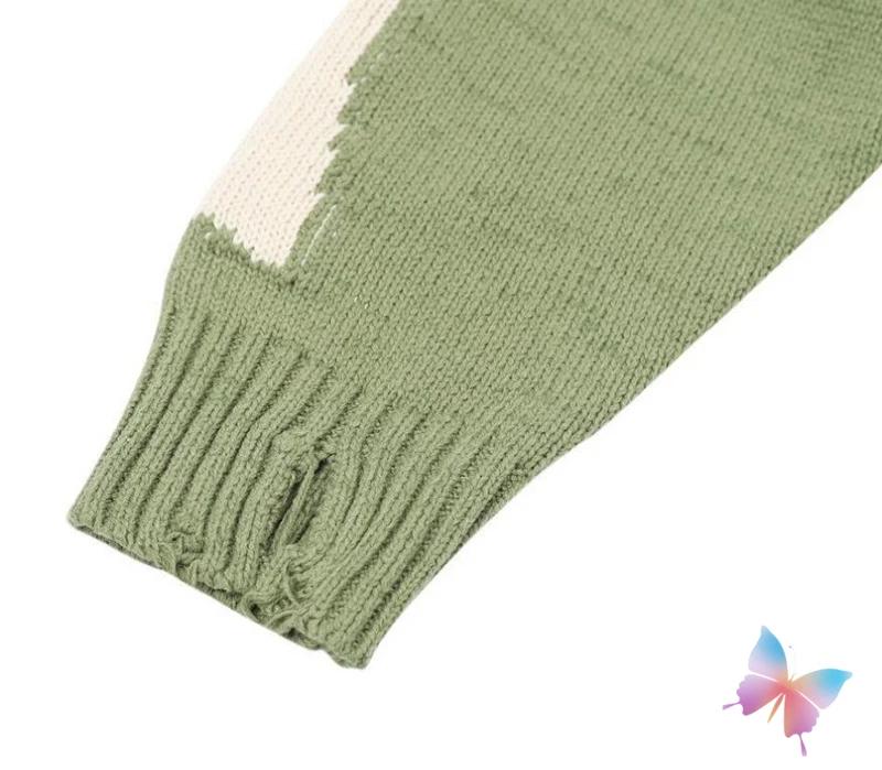 Hiver américain rue surdimensionné Kapital pull rétro lâche squelette Jacquard tricoté trous à manch
