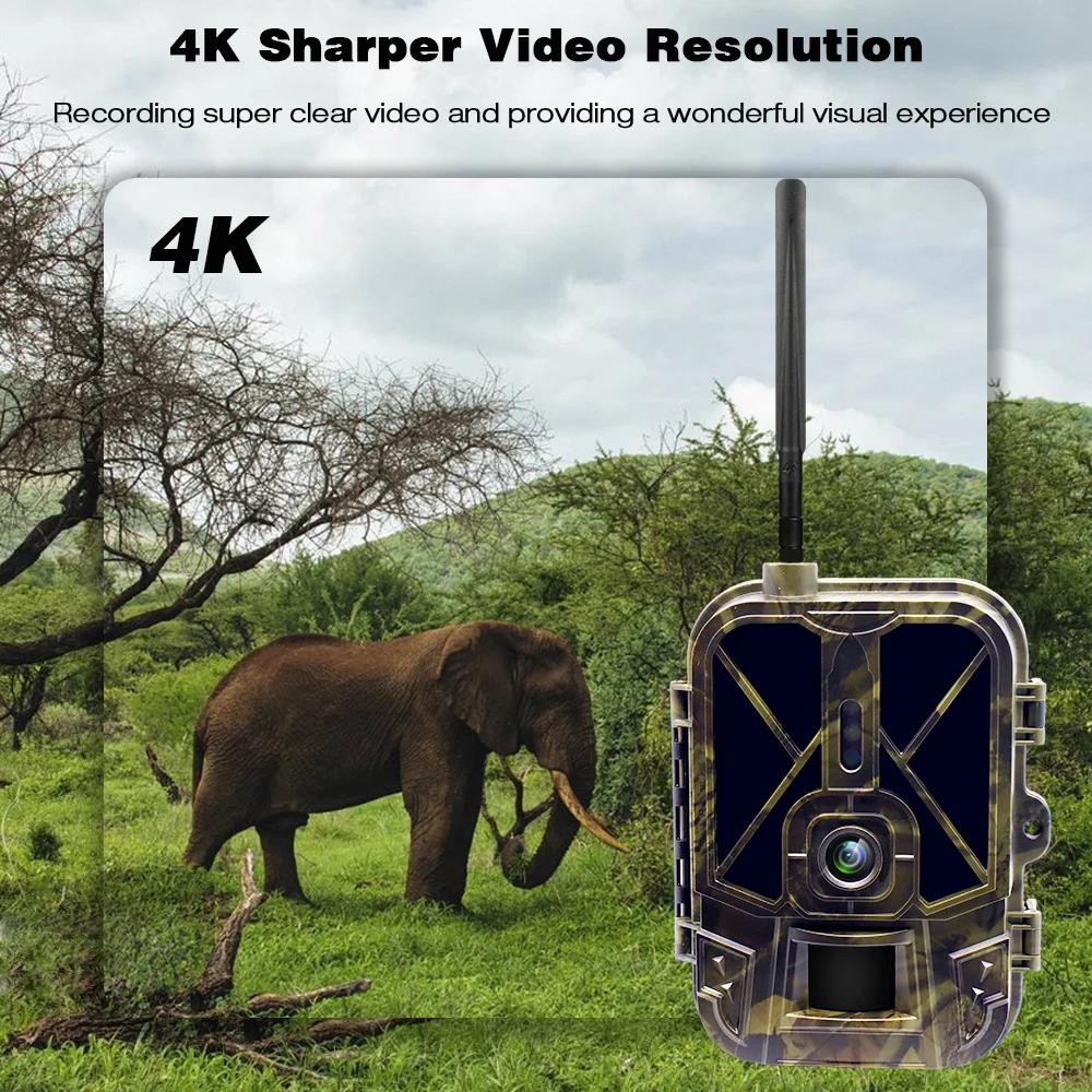 Caméra de surveillance 4K en direct 4G 30MP avec service cloud APP, caméras de chasse, batterie Li-i