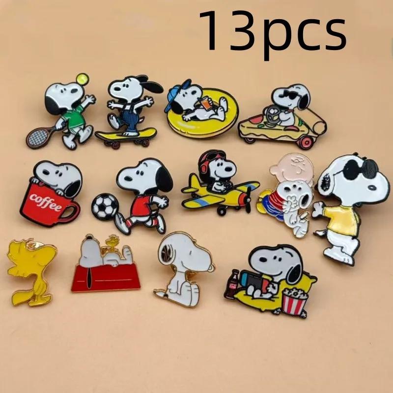 13 pièces // Broches émaillées en forme de chiots blancs de dessin animé, épingles de revers mignonn