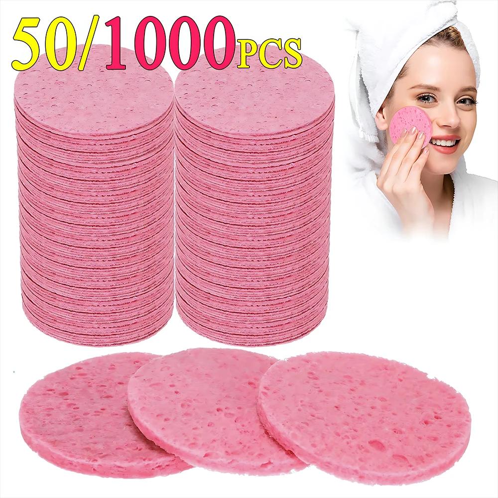 50-1000 pièces compresser visage lavage bouffée pâte de bois naturelle éponge visage lavage bouffée