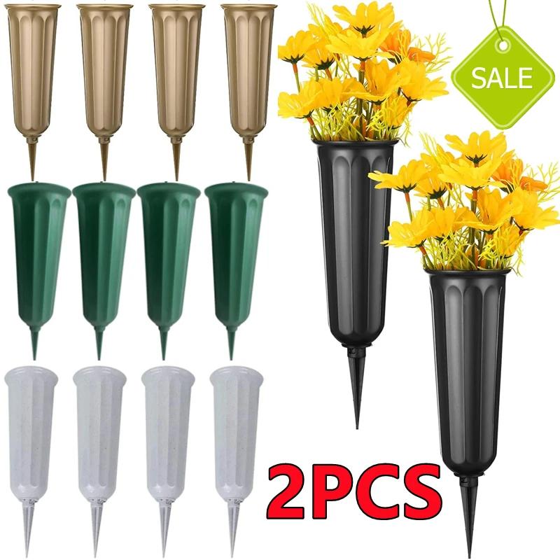 Vase de cimetière avec pointes, support de Vase à fleurs en plastique pour pierre tombale, cour, mar