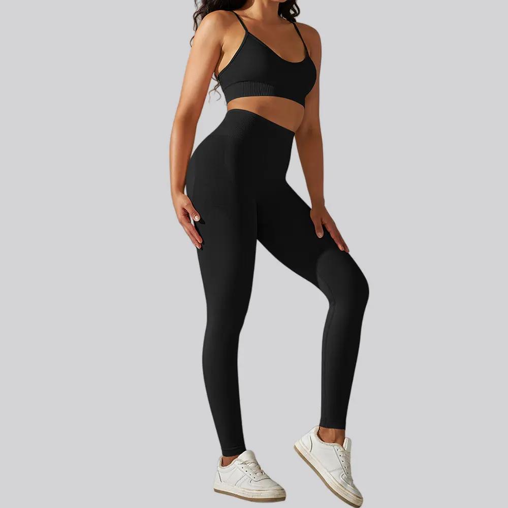 Survêtement sans couture pour femmes, ensembles de Yoga, 2 pièces, combinaison de Sport, vêtements d