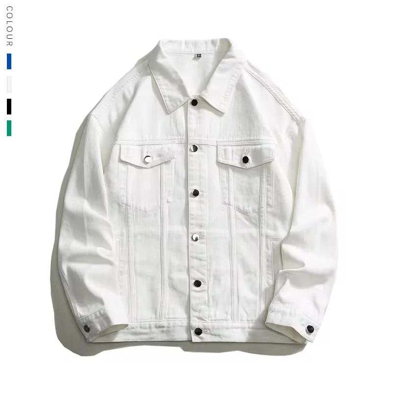 Veste en jean surdimensionnée pour hommes, coton blanc, vêtements masculins, haut classique, mode dé
