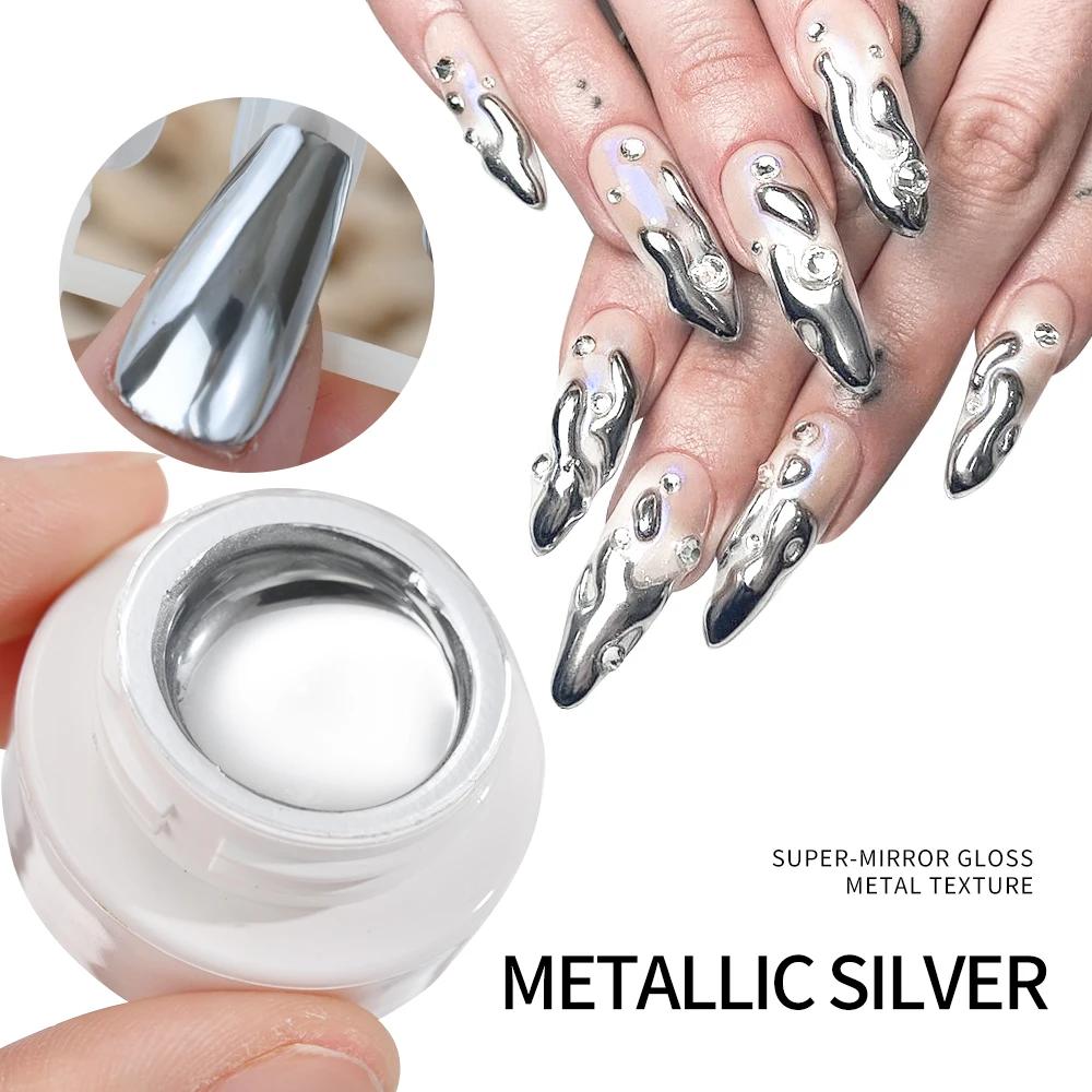 5/7/8/10ml Gel métallique or effet miroir Gel vernis à ongles ligne de conception française fleur de