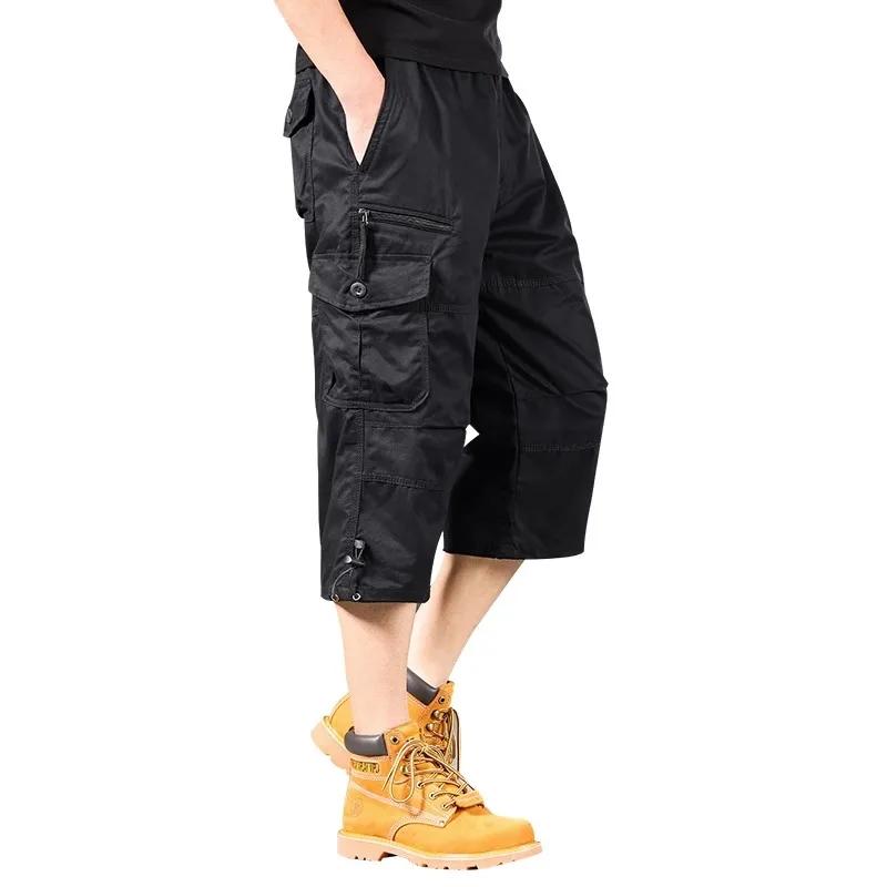 Short Cargo d'été pour hommes, ample, décontracté, sous le genou, taille élastique, grande taille, J