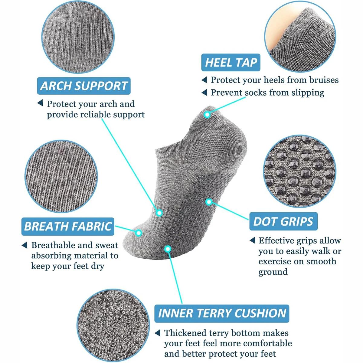 Chaussettes de Yoga Antidérapantes Femme - 3 Paires Confortables pour Pilates et Fitness