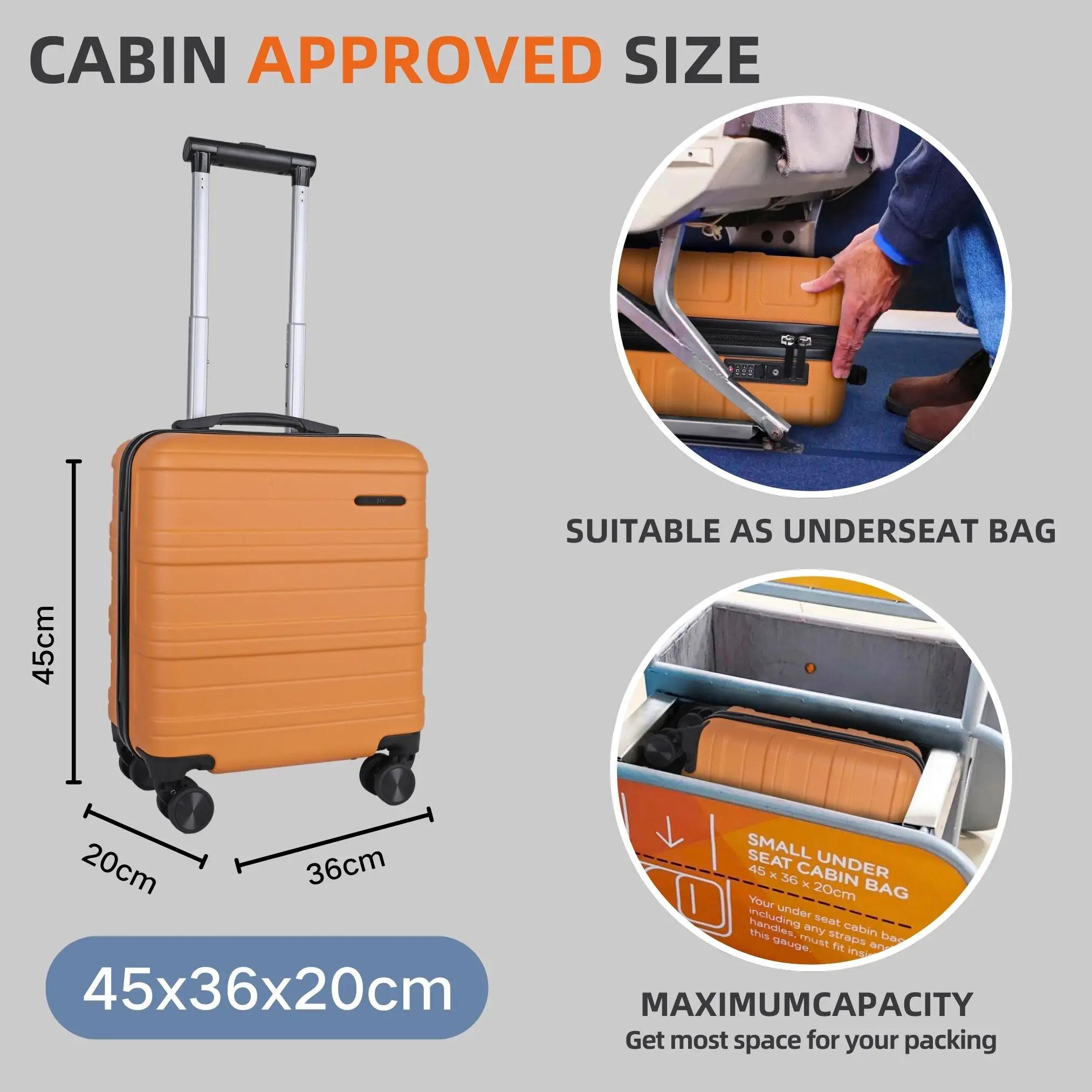 Valise cabine JLY 45x36x20cm pour EasyJet, serrure TSA, coque rigide, légère, 4 roues pivotantes, sa