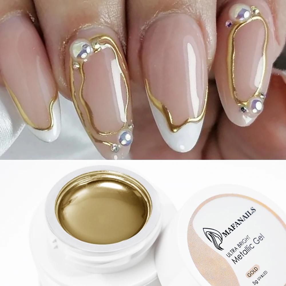 5/7/8/10ml Gel métallique or effet miroir Gel vernis à ongles ligne de conception française fleur de