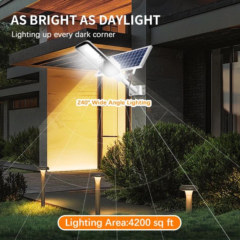 Lampe solaire puissante d'extérieur, 6000mah, étanche, automatique, du crépuscule à l'aube, pour Gar
