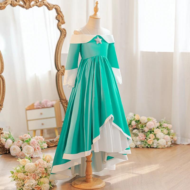 Robe verte pour fille, costume de princesse, jeu de rôle, fête, Halloween, carnaval, robe d'annivers