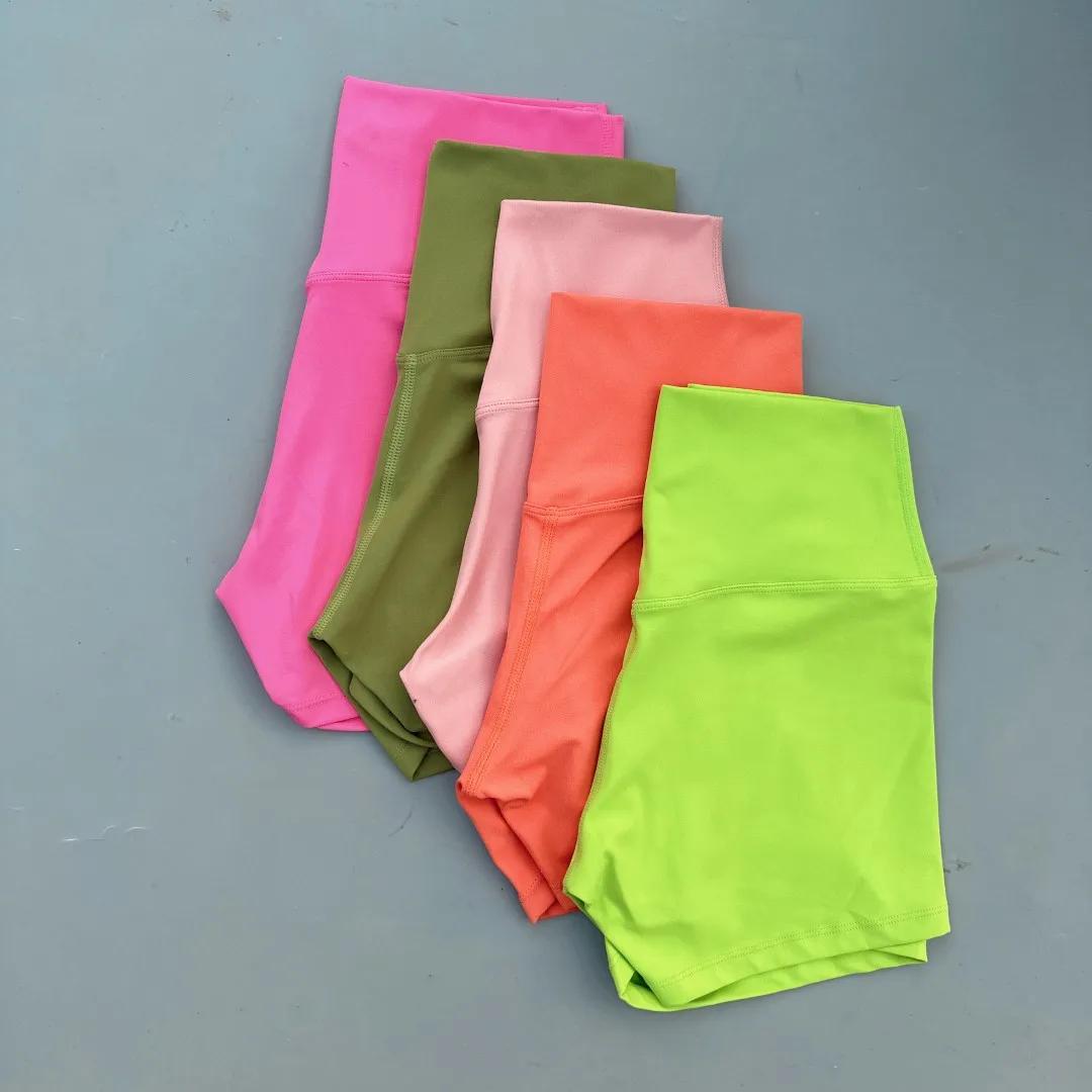 Couleur unie serré doux femmes Fitness Sport court taille haute Yoga court Legging Squatting preuve
