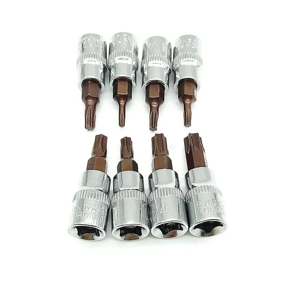 Embout de tournevis Torx 1/4 pouces, douille d'entraînement, adaptateur de clé à douille à cliquet,