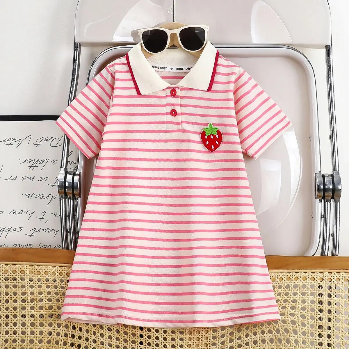 Robe coréenne pour filles, été 2026, col à revers avec broderie, ourlet à volants, robe de princesse