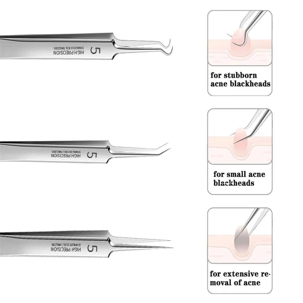 Allemand Ultra-fin N° Pincettes à Clip pour points noirs, 5 cellules, pour Salon de beauté, spécial