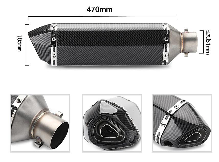 51mm moto silencieux Ak échappement fin queue silencieux tuyau Pot DB tueur pour CB400 Ninja250 MT09