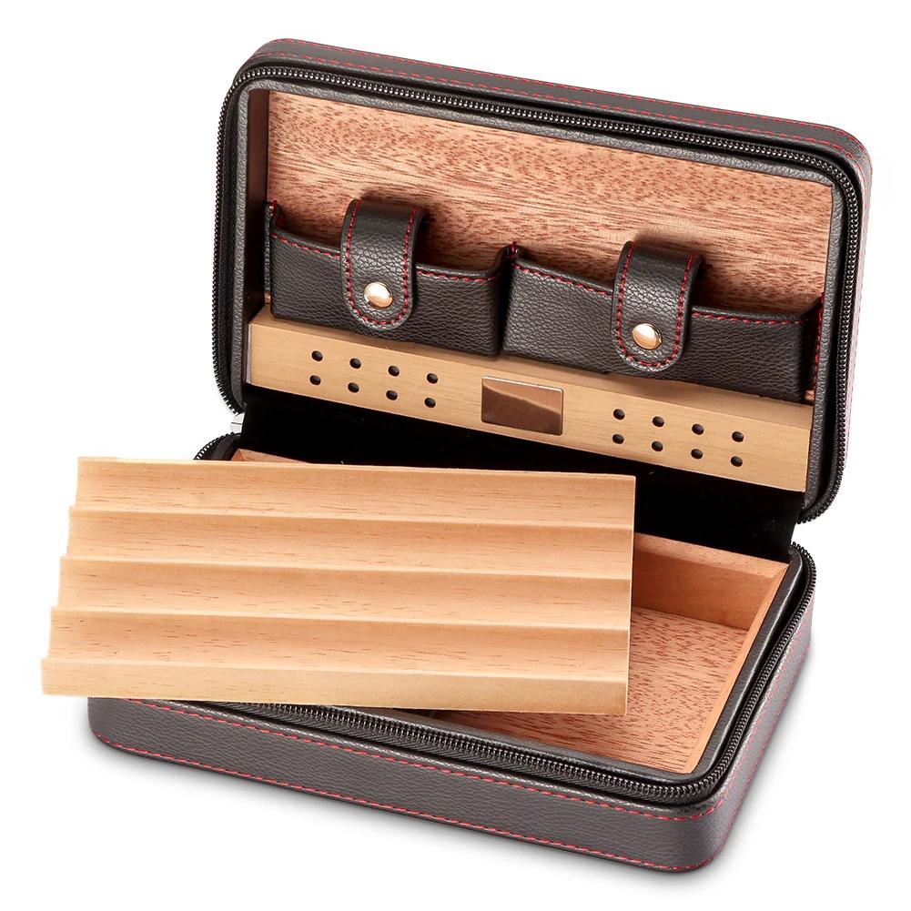 GALINER-Boîte à cigares en bois, humidificateur pour cigares, étui à cigares de voyage, rangement po