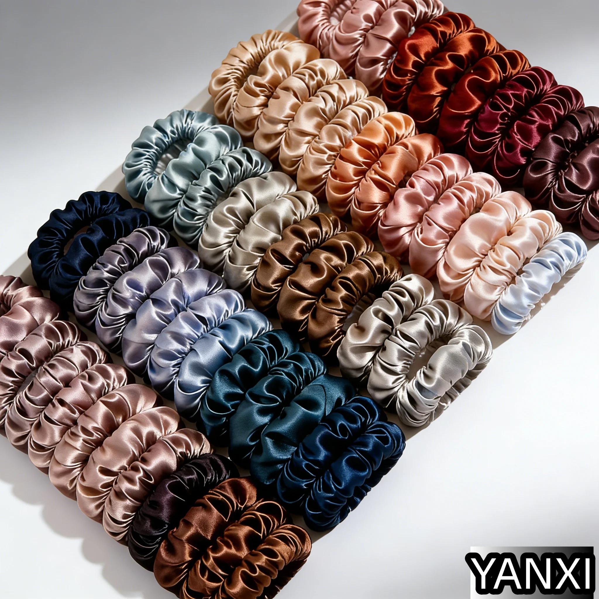 Chouchous en satin pour femmes, 1/30/60/100 pièces, 100 couleurs, petits couvre-chef de 6.5cm, acces